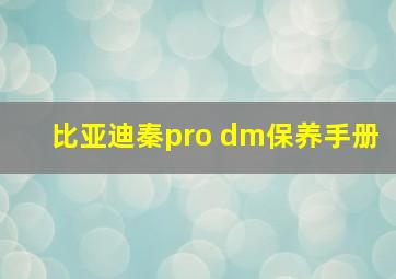 比亚迪秦pro dm保养手册